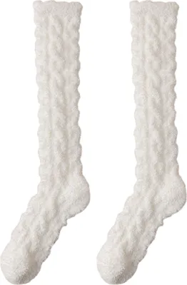 Produktbild von Flauschige Socken für Damen, kniehoch, flauschig, weich, warm, kuschelig, lange Wintersocken