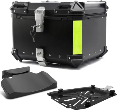 Immagine prodotto di Bauletto per moto - 45 litri - Alluminio - Impermeabile - Rimovibile - Fodera in pelle - Serratura di sicurezza - Nero