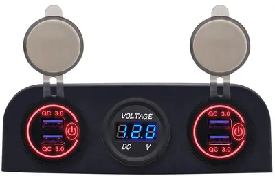Produktbild von ProRide 12V USB-Autoladegerät 4 Anschlüsse QC3.0 P12530 mit Voltmeter