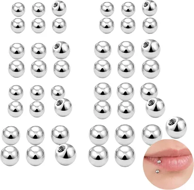 Imagen del producto de Esferas para piercing, 48 unidades, de 1,2/1,6 mm, para labios y ombligo