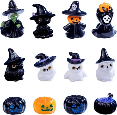 Imagen del producto de Miniaturas de Halloween, juego de 12 piezas, de resina, para jardín y decoración