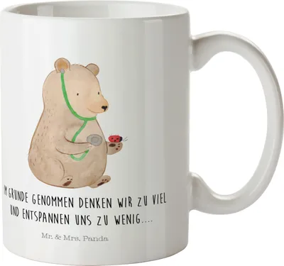 Produktbild von Mr. & Mrs. Panda Trinklernbecher Bär Arzt - Weiß - Geschenk, Camping Tasse, Plastikbecher, Ärztin, Teddy, Reisebecher, Pott, Professor, Doktorin, Doktor, Mehrwegbecher