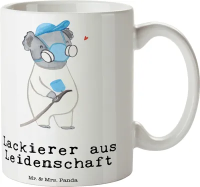 Produktbild von Mr. & Mrs. Panda Tasse Lackierer Leidenschaft - Weiß - Geschenk, Teetasse, Kaffeebecher, Ausbildung, Pott, Lustig, Kaffeetasse, Spruch, Becher