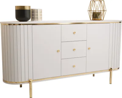 Produktbild von MEBLE KRYSPOL New York Kommode - 86,5 x181x40cm - Weiß, Gold
