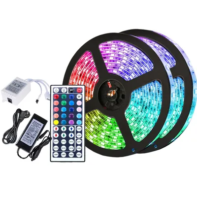 Immagine prodotto di Fiqops 10M LED striscia di luce striscia di illuminazione LED striscia di luce catena RGB LED striscia striscia di colore cambiamento 30LEDs IP20 con 44 pulsanti telecomando