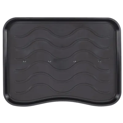 Produktbild von e-floor Schuhablage 38x50 cm Signet Schwarz – Wasserdichte, pflegeleicht, Kunststoffmatte schützt Böden vor Schmutz & Wasser, hält 2 Paar Schuhe