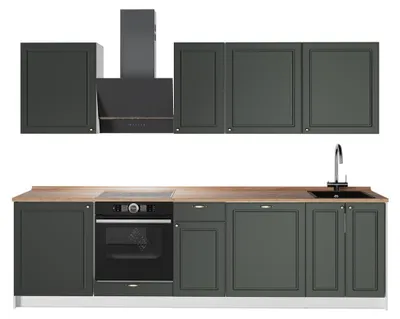 Image de Cuisine Vicco Fame-Line Vert Or Campagne/Blanc 280cm, PT Chêne, Model 64229