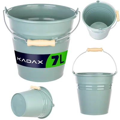 Obrázok produktu pre KADAX Domáce vedro 7 litrov, vhodné na potraviny, plastové vedro, záhradné vedro s ergonomickou kovovou rukoväťou, plastové vedro, vedro na vodu do záhrady (zelené)
