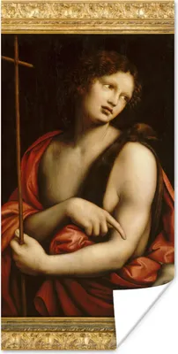 Produktbild von MuchoWow® Poster Der heilige Johannes der Täufer - Leonardo da Vinci 80x160 cm - Kinderzimmer