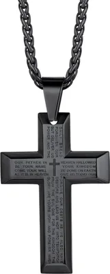 Produktbild von Edelstahl Kreuz Halskette mit Weizenkette in Silber/Gold/Schwarz