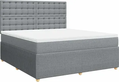 Produktbild von vidaXL Boxspringbett mit Matratze Hellgrau 180x200 cm Stoff