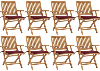 Produktbild von Klappbare Gartenstühle mit Kissen 8 Stk. Massivholz Teak