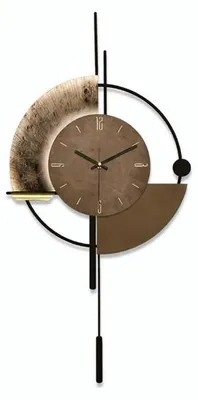Immagine prodotto di Orologio da parete grande, con movimento a lancette analogico, in legno e metallo, design moderno. Decorazione da parete per soggiorno, cucina e ufficio (richiede batterie AA, non incluse)