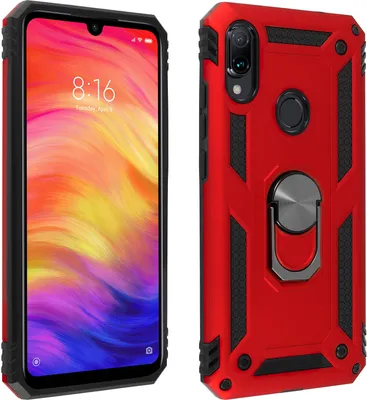 Produktbild von Avizar, Schutzhülle mit Ring-Halterung für Xiaomi Redmi Note 7, Rot