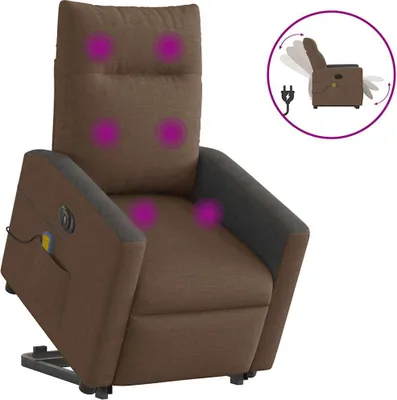 Image de Fauteuil inclinable de massage électrique Marron Tissu