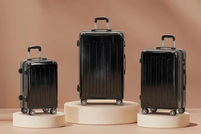 Produktbild von TRVLMORE Kofferset - 3-teilig - 45L Handgepäck + 75L und 115L Aufgabegepäck - TSA-Schloss - Leichtgewicht - Reisekoffer Set - Schwarz