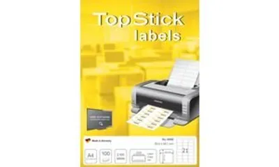 Produktbild von TOP STICK Universal Etiketten 63,5 x 38,1 mm weiß 2.100 Etiketten