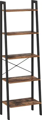 Produktbild von Hoppa! | Leiterschrank 5 Ebenen | Braun/Schwarz - Metall - 56 x 32 x 170 cm (L x D x H)