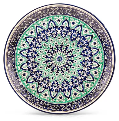 Produktbild von Lagan - KaraKalam blau-grün, Rischtan Keramik, Ø 37 cm Teller Handarbeit