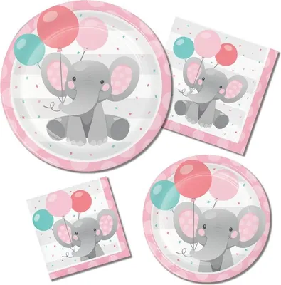 Produktbild von 8 Einladungskarten Rosa Baby Elefant