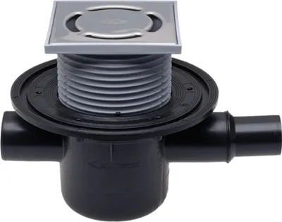 Obrázek produktu pro Hutterer & Lechner HL300 Podlahový odtok DN50 vodorovný s přívodem DN40/50. 123 x 123 mm/115 x 115 mm, 1 ks.
