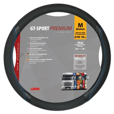 Produktbild von Lenkradbezug Lampa GT-Sport, aus Skeentex - M - Ø 44/46 cm - Schwarz/Blau