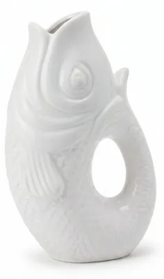 Produktbild von Fischvase 4 Farben Porzellanvasen 22cm Vase in Karpfenform Weiss 22cm