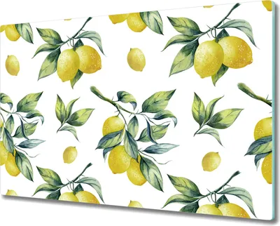 Produktbild von Glas Schneidebrett Herdabdeckplatten Schneideplatten - 80x52 cm - Zitrone Aquarell