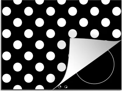 Produktbild von KitchenYeah© Herdabdeckplatte Polka dots - Muster - Schwarz und Weiß , 71x52cm, Küche Deko, Glaskeramikkochfeld Herdabdeckung, Abdeckplatte fùr Kochfeld