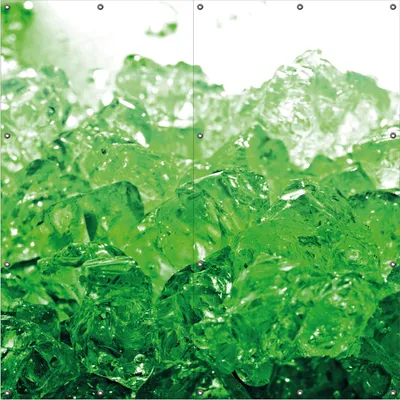 Produktbild von Wallario Outdoor-Poster für Garten oder Balkon, Motiv Leuchtendes Eis in grün, in ca. 180 x 180 cm