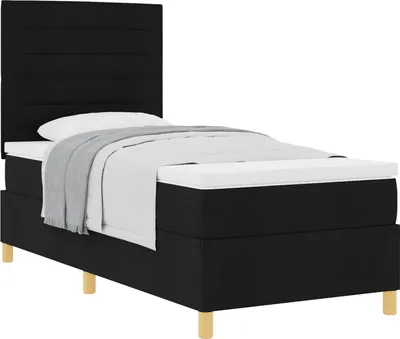 Obrázok produktu pre Posteľ s pružinovým rámom s matracmi Čierna 90 x 190 cm látka