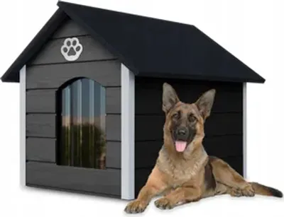 Produktbild von Hundehütte Outdoor Hundehaus Hundehöhle Hund Wetterfest Winterhaus 104x74x90; Schwarz