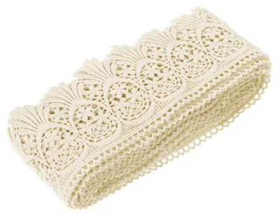 Spitzenband, katoen, vintage, 7,6 cm x 7,6 m, aprikos