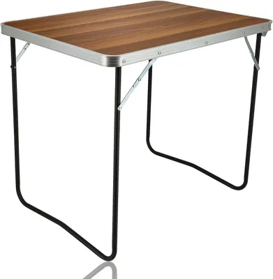 Obrázok produktu pre Kempingový stôl 80x60x70 cm, vzhľad dreva, odolný voči poveternostným vplyvom, pre kempovanie