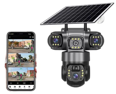 Obrázok produktu pre Bezpečnostná kamera, trojitá šošovka, obojsmerný zvuk, WiFi kamera + 64