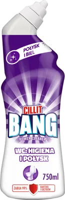 A bottle of Cillit Bang toilet cleaner against a white background.
