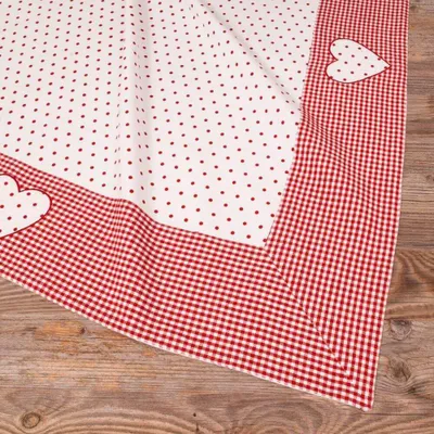 Produktbild von Tischdecke LISE Herz Landhausstil rot, 100 % Baumwolle, in 100x100 cm