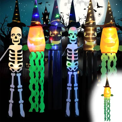 Obrázok produktu pre 1x Halloween dekorácie závesné svetlo ducha, LED Halloween dekorácie duch tekvica závesné svetlo na batérie pre párty bar terasy trávniky záhrady záhrady strašidelné domy výzdoba dvorov