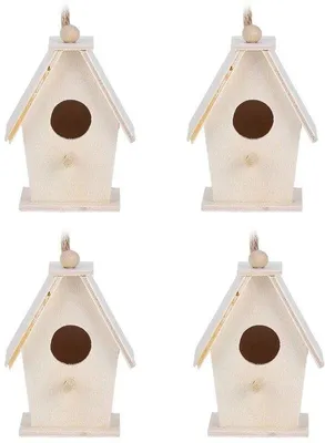 Productafbeelding van Hangende vogelhuisjes van eikenhout - set van 4 stuks