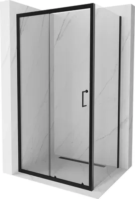 Image de Mexen Apia Cabine de douche à roulettes 110 x 70 cm, Transparent, Noir - 840-110-070-70-00