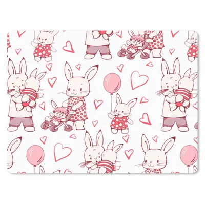 Produktbild von MuchoWow® Mauspad Mousepad Kaninchen - Liebe - Muster 23x19 cm - Mousepads - Maus Mat - Pad - Mausunterlage - Schreibtischunterlage - Mauspad