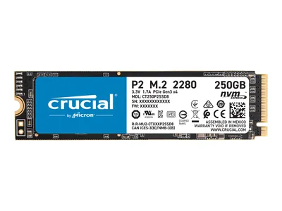Produktbild von Crucial interne SSD Festplatte P2 250GB 3D NAND NVME PCIe M.2 SSD