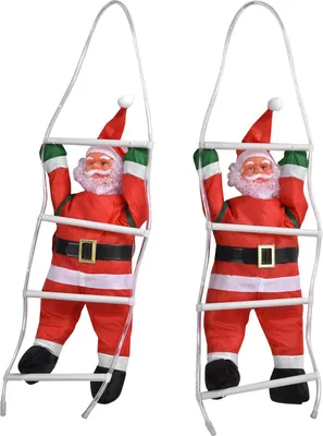 Produktbild von LED-Weihnachtsmann, Kletterseilleiter, Weihnachtsschmuck für Weihnachtsbaum, Haustür, Dekoration, 60 cm, 40 Lichter