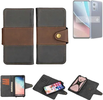 Produktbild von K-S-Trade Handyhülle Schutzhülle Hülle Bookstyle Wallet-Case kompatibel mit Motorola Moto G Stylus (2023) Bumper Rundumschutz schwarz-braun 1x