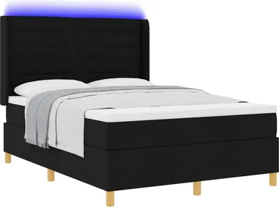 Produktbild von Boxspringbett mit LED-Lichtleisten Schwarz 160 x 200 cm Stoff