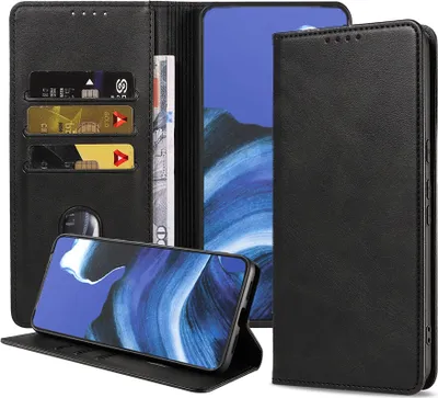 Produktbild von Smartphonica Handytasche passend für Oppo Reno 2 Kunstledertasche mit Magnetverschluss und Kartenhalter Buchhülle mit Klappe - Schwarz