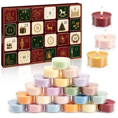 Imagen del producto de Calendario de Adviento 2026 velas aromáticas Calendario de Adviento mujeres con 24 velas de té aromáticas diferentes calendario navideño regalos