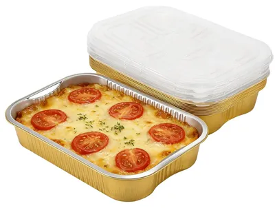 Zdjęcie produktu dla Zestaw 12 wielokrotnego użytku pojemników aluminiowych z pokrywkami