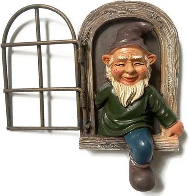 Zdjęcie produktu dla Rzeźba ogrodowa z białą brodą – wisząca rzeźba ogrodowa wykonana z ekologicznej żywicy designerskiej – 14,5 x 15 x 8 cm
