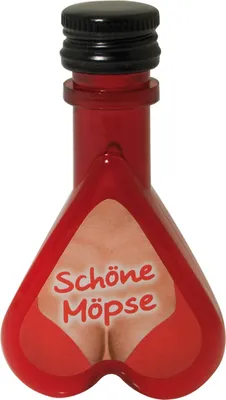 Produktbild von KRUGMANN SCHÖNE MÖPSE Ananas-Kokos-Sahnelikör 15 % vol. – 8 x 20 ml Herzformflasche | Likör-Geschenk